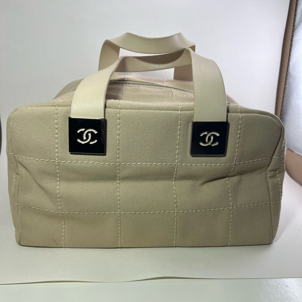 Chanel Ivory Chocolate Bar Bowling Tote